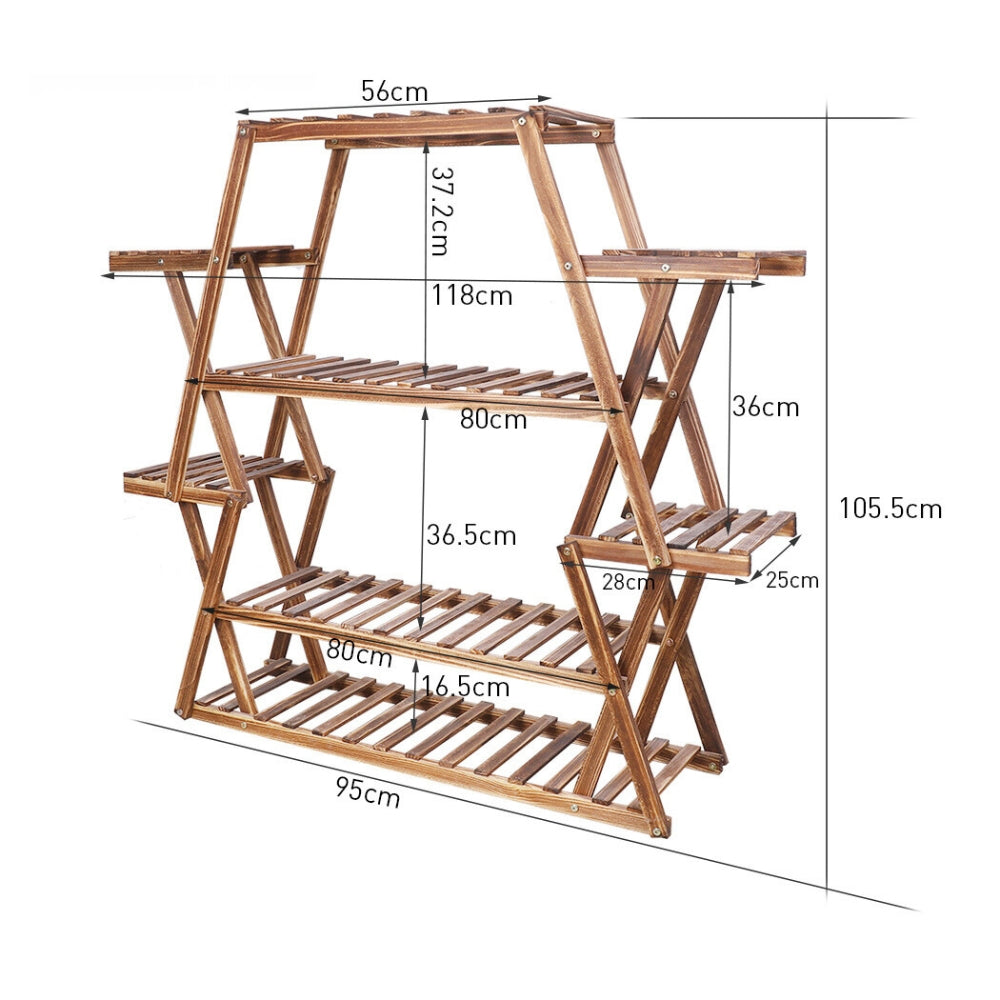 Wood Plant Stand Garden Flower Pot Holder Shelves Corner Rack
