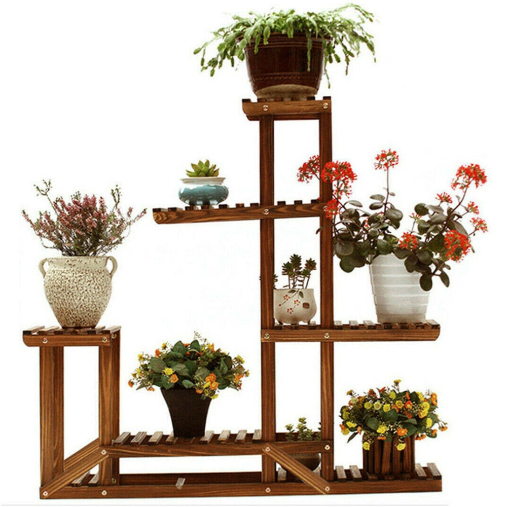 Multi Tier Wood Plant Display Stand Plant Flower Shelf Rack Holder