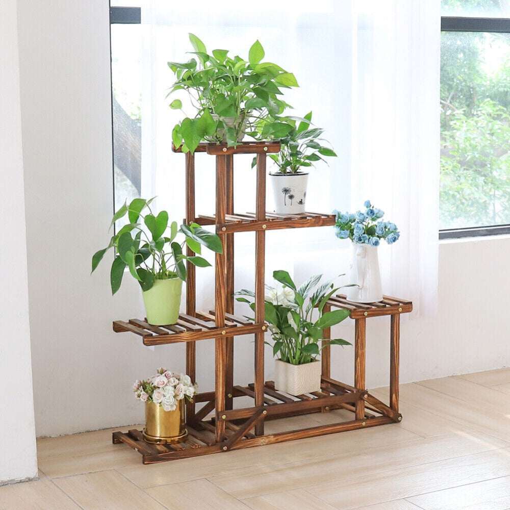 Multi Tier Wood Plant Display Stand Plant Flower Shelf Rack Holder