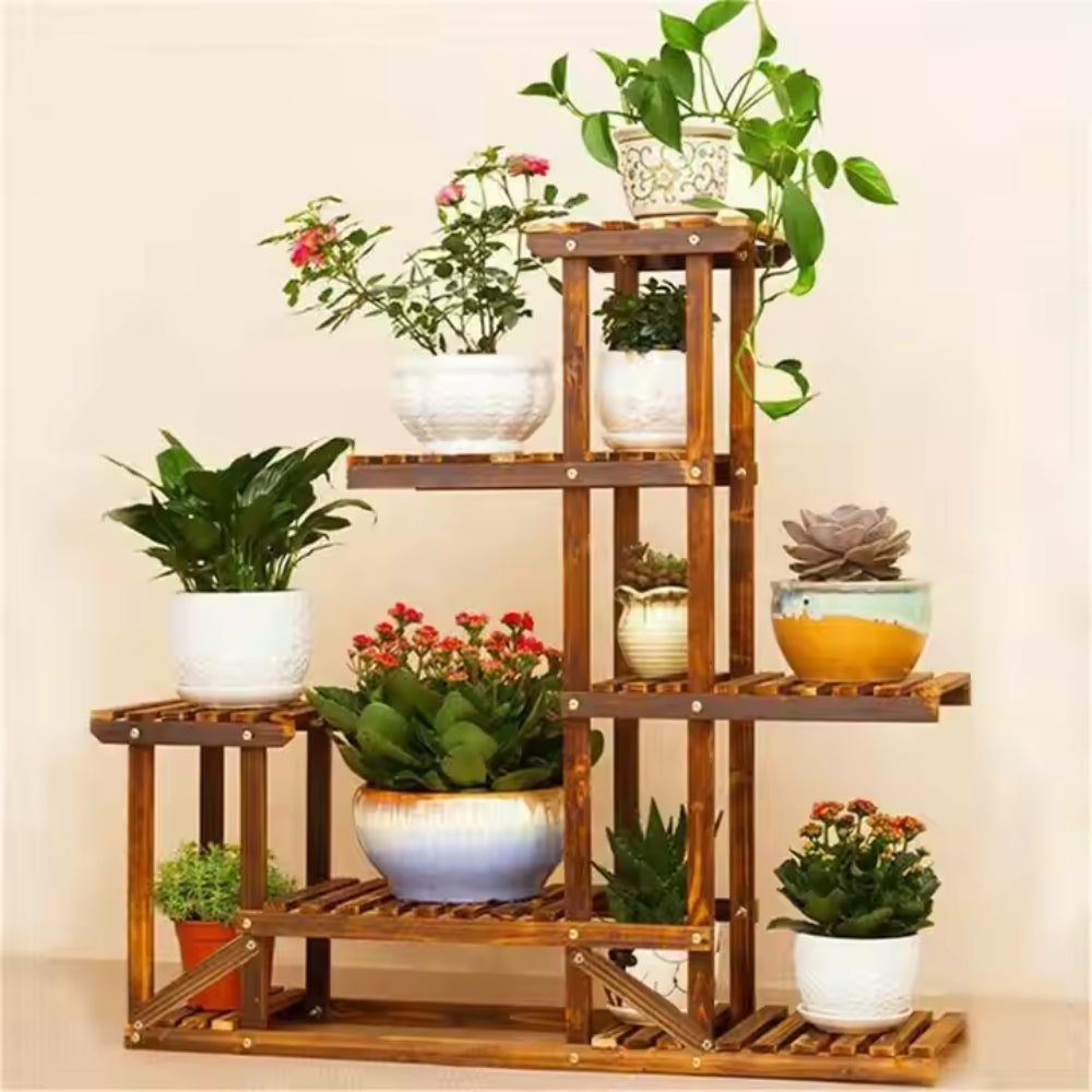 Multi Tier Wood Plant Display Stand Plant Flower Shelf Rack Holder