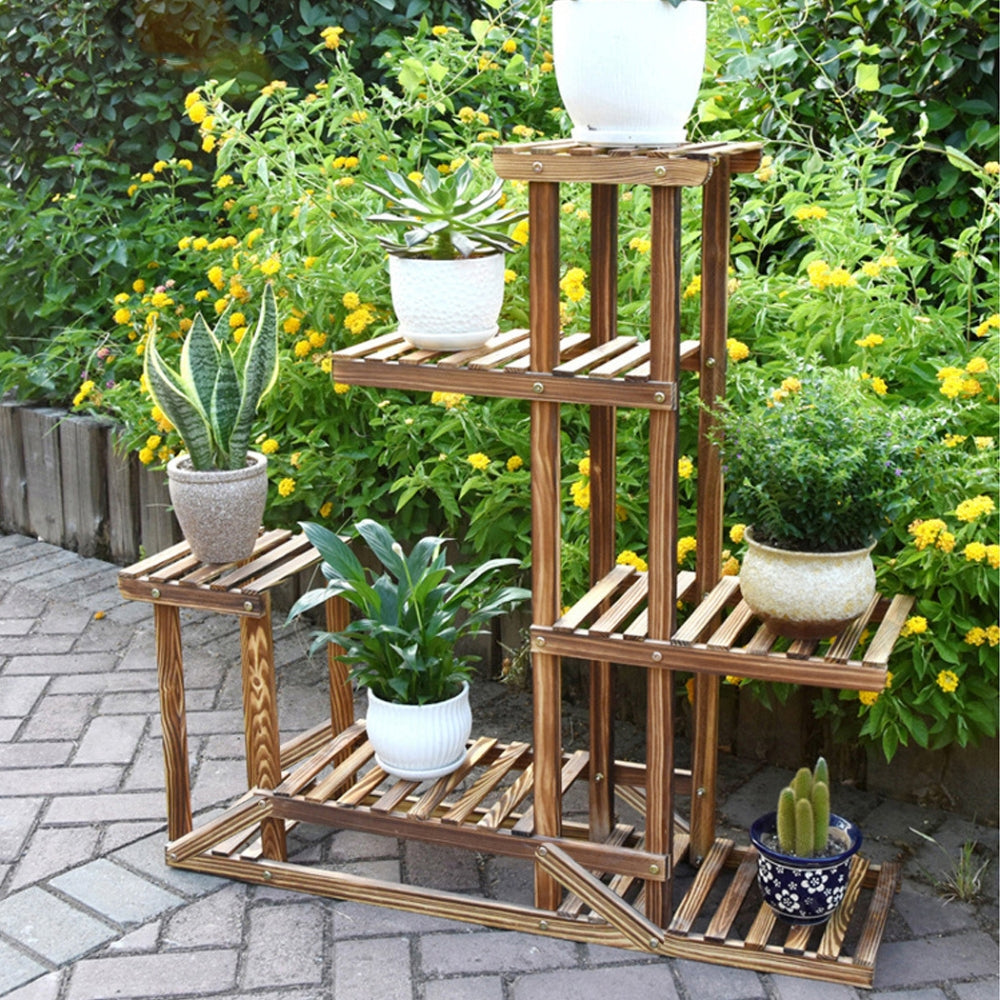 Multi Tier Wood Plant Display Stand Plant Flower Shelf Rack Holder