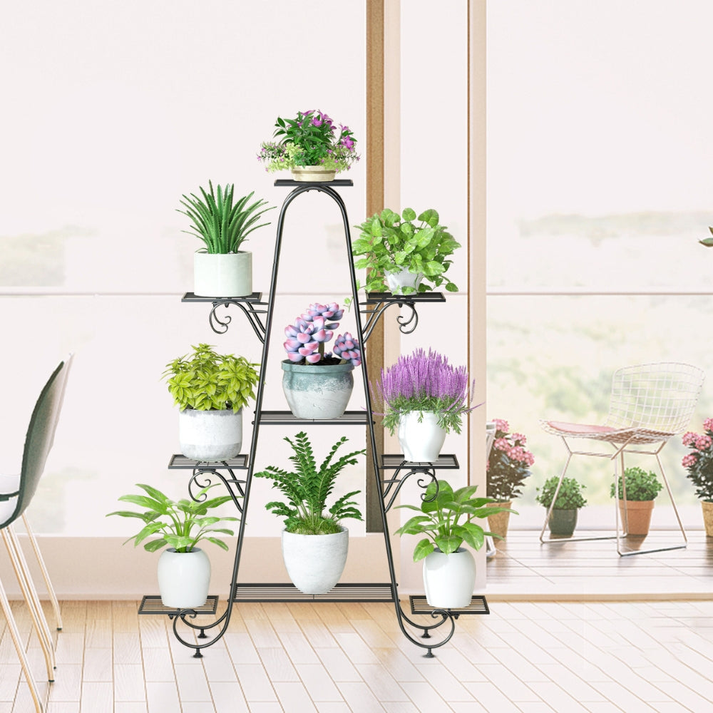 9 Tier Metal Plant Stand Garden Flower Pots Holder Display Rack_2