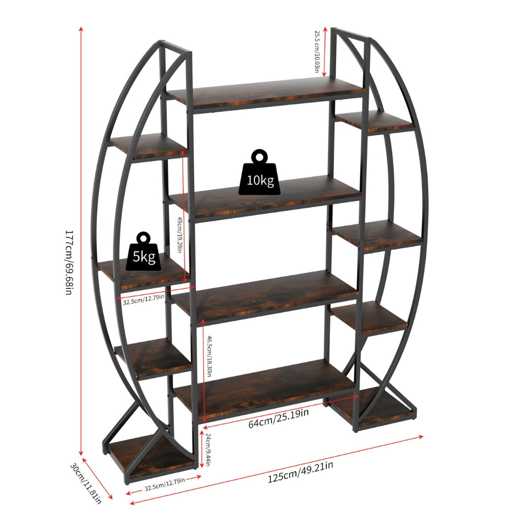 Industrial Large Plant Stand Multilayer Garden Flower Rack Bookshelf Half Moon Shaped