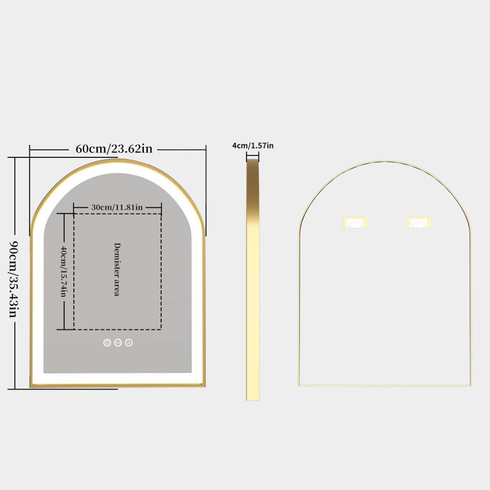 Arch Framed LED Bathroom Mirror with Demister