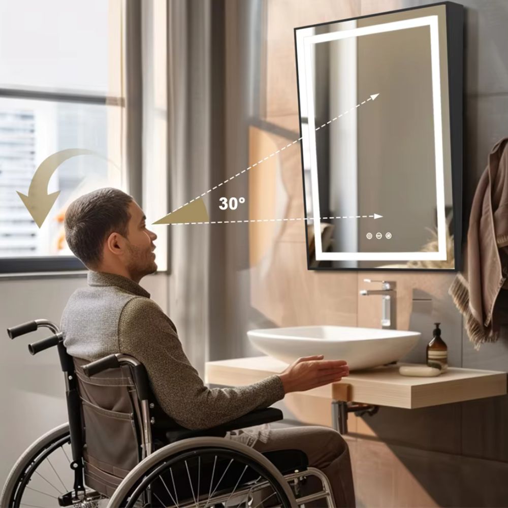 LED Wheelchair Accessible Bathroom Tilt Mirror