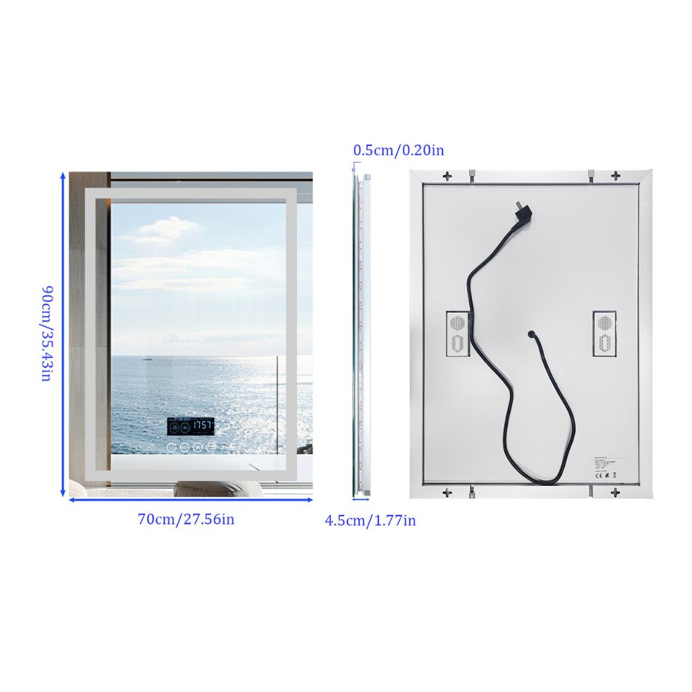 Smart Bluetooth Bathroom Mirror with Time, Temperature Display and Speaker