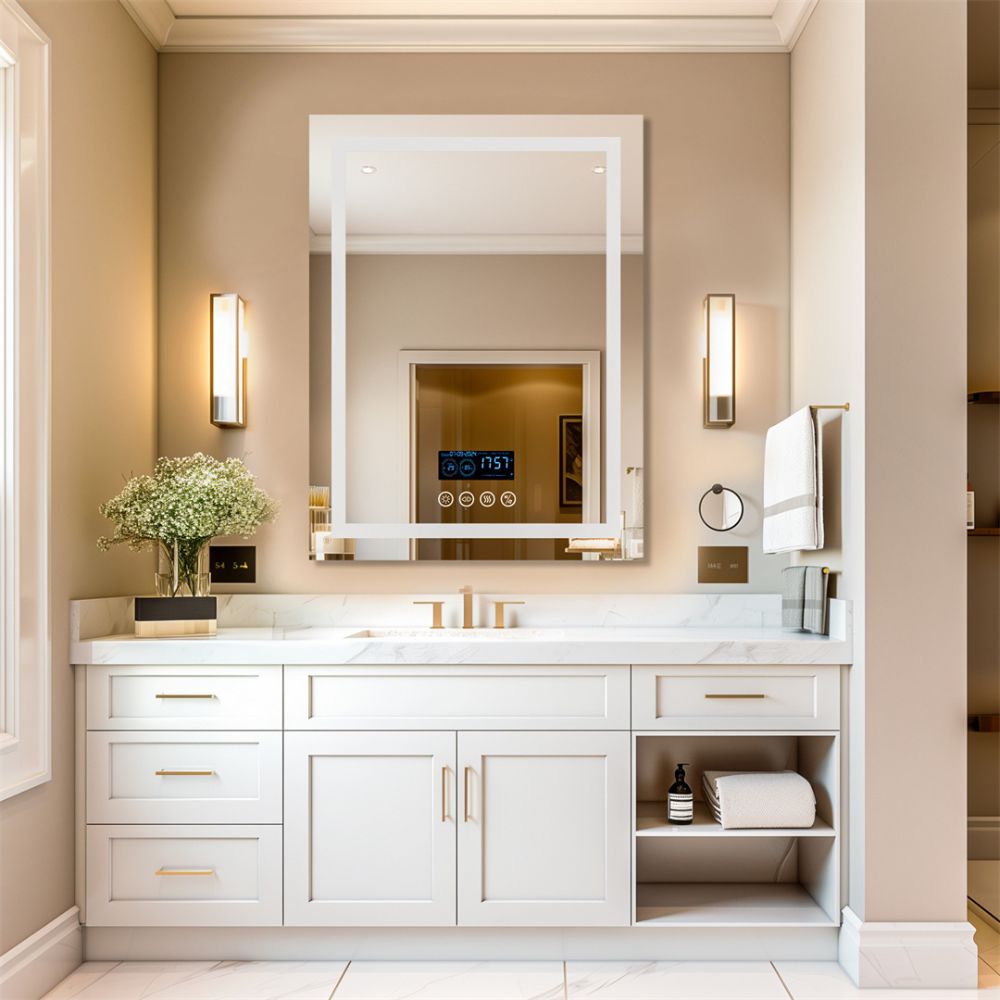 Smart Bluetooth Bathroom Mirror with Time, Temperature Display and Speaker