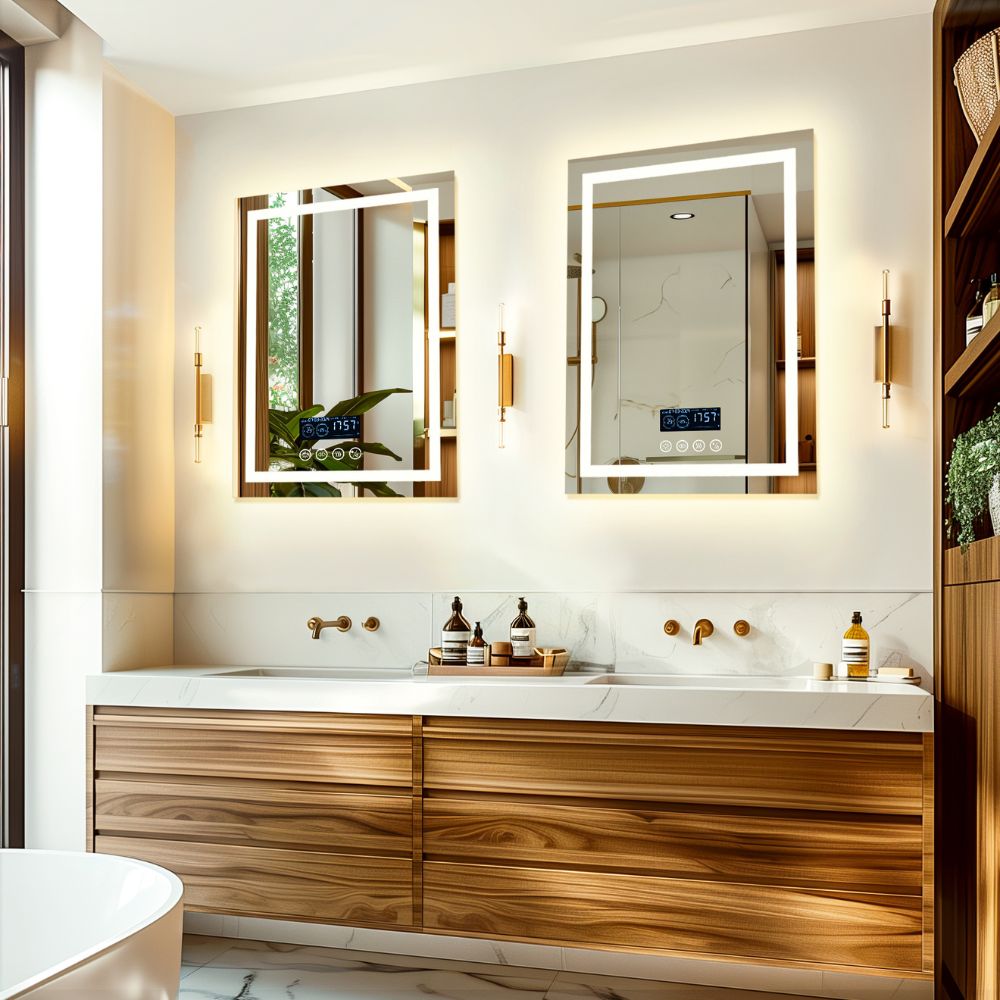 Smart Bluetooth Bathroom Mirror with Time, Temperature Display and Speaker