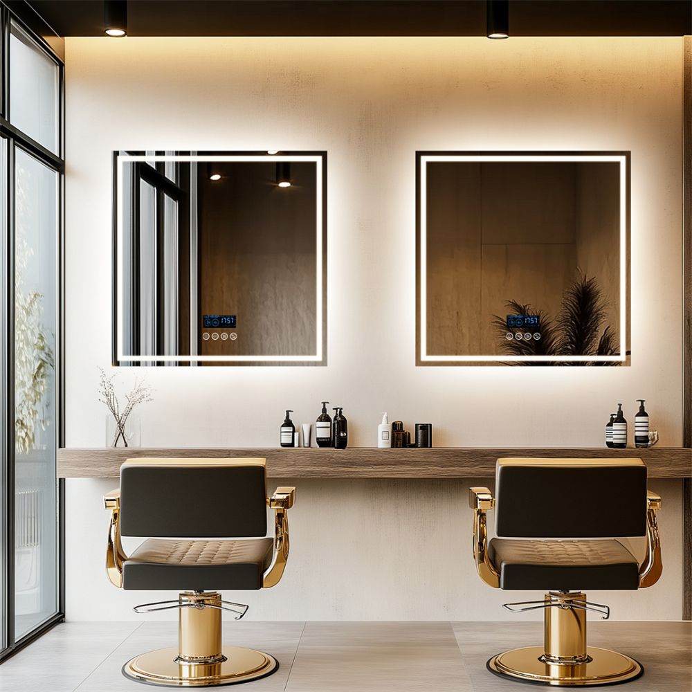 32 Square Lighted Bluetooth Bathroom Mirror