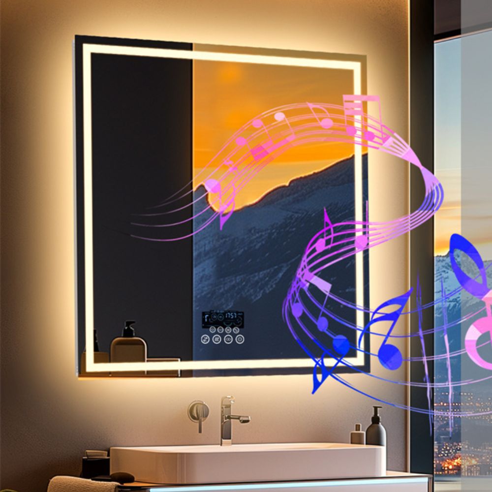 32 Square Lighted Bluetooth Bathroom Mirror