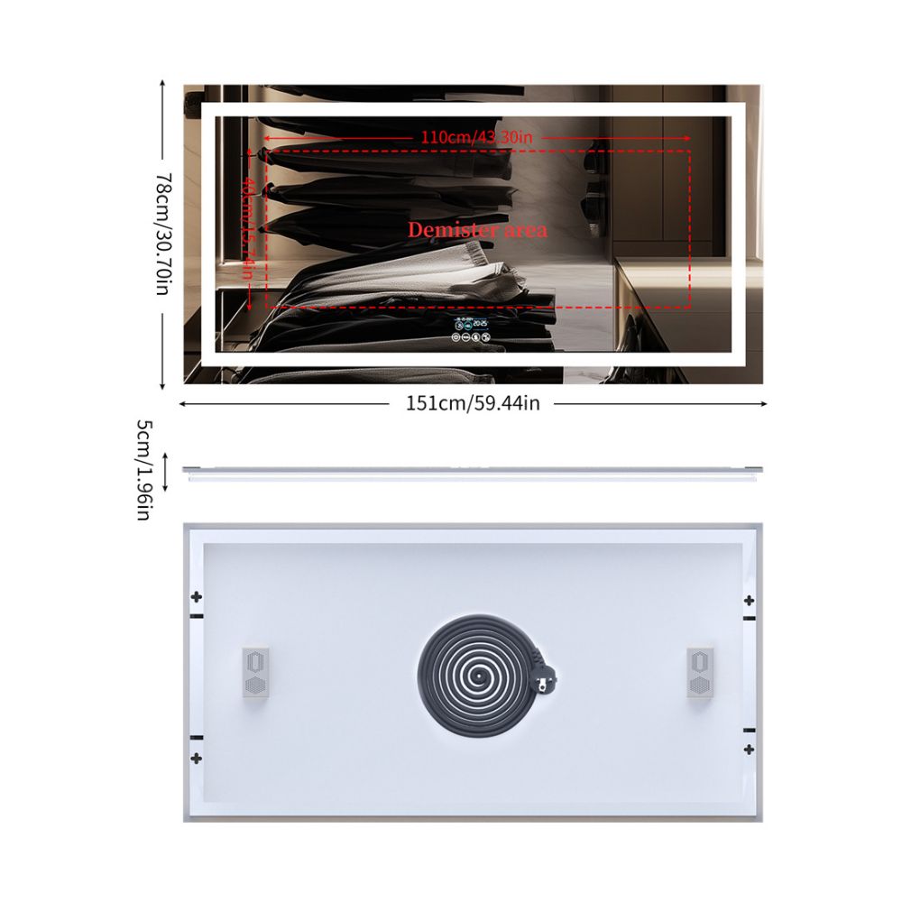 Bluetooth LED Full Length Bathroom Mirror High End Time Display with Illuminated Lights