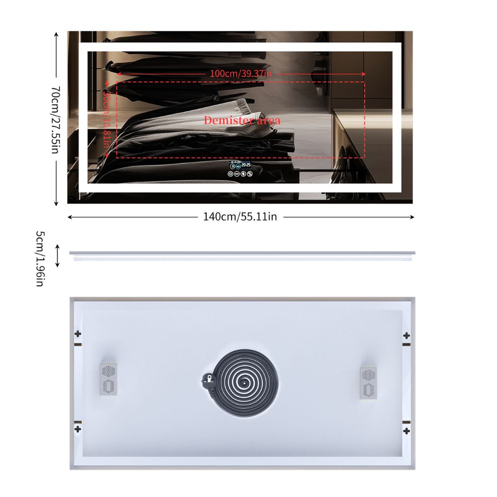 Bluetooth LED Full Length Bathroom Mirror High End Time Display with Illuminated Lights