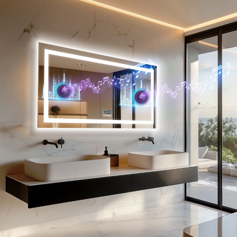 Bluetooth LED Full Length Bathroom Mirror High End Time Display with Illuminated Lights