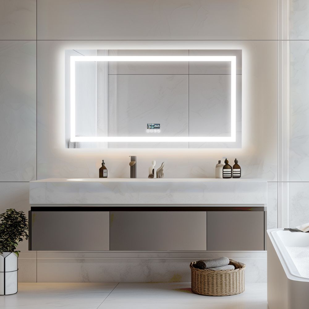 Bluetooth LED Full Length Bathroom Mirror High End Time Display with Illuminated Lights