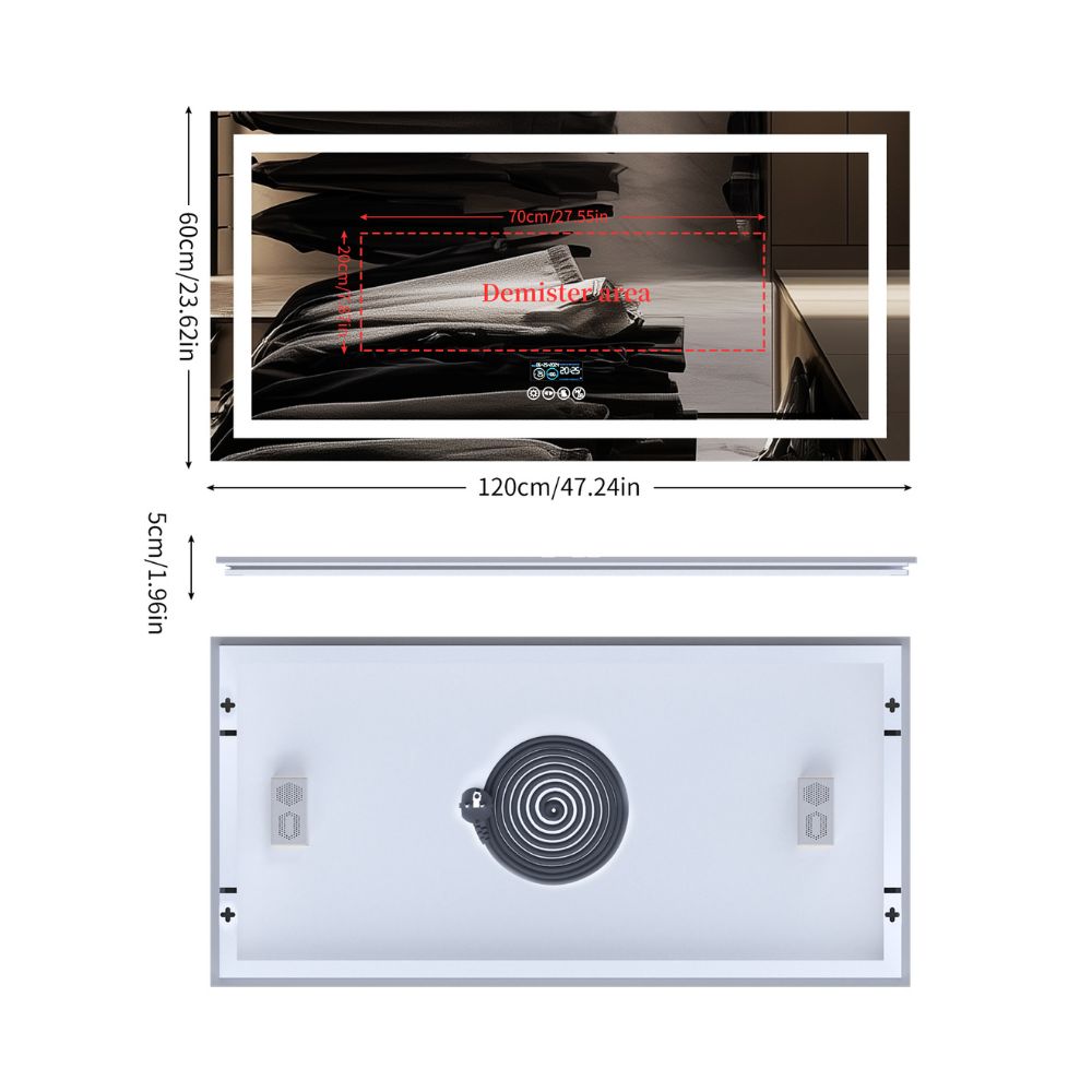 Bluetooth LED Full Length Bathroom Mirror High End Time Display with Illuminated Lights