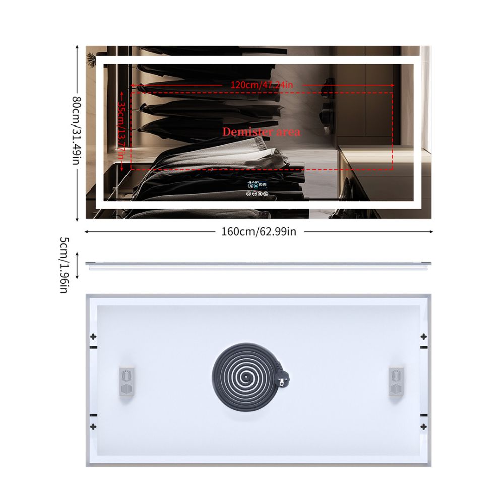 Bluetooth LED Full Length Bathroom Mirror High End Time Display with Illuminated Lights
