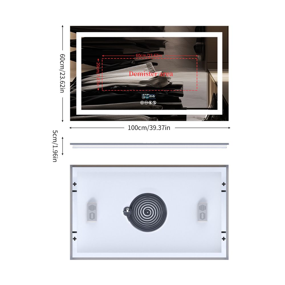 Bluetooth LED Full Length Bathroom Mirror High End Time Display with Illuminated Lights