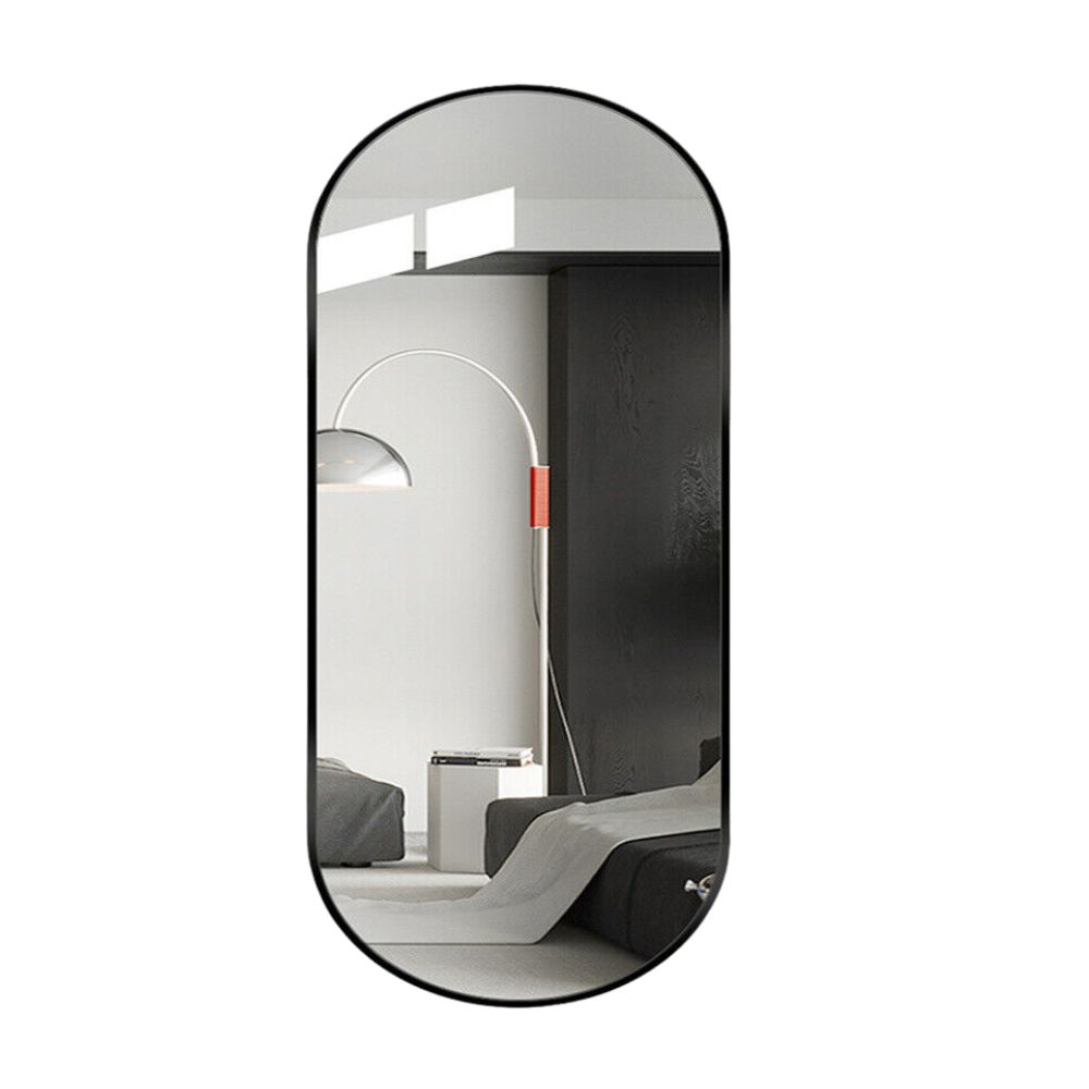 Oval Black Metal Mirror for Modern Bathrooms