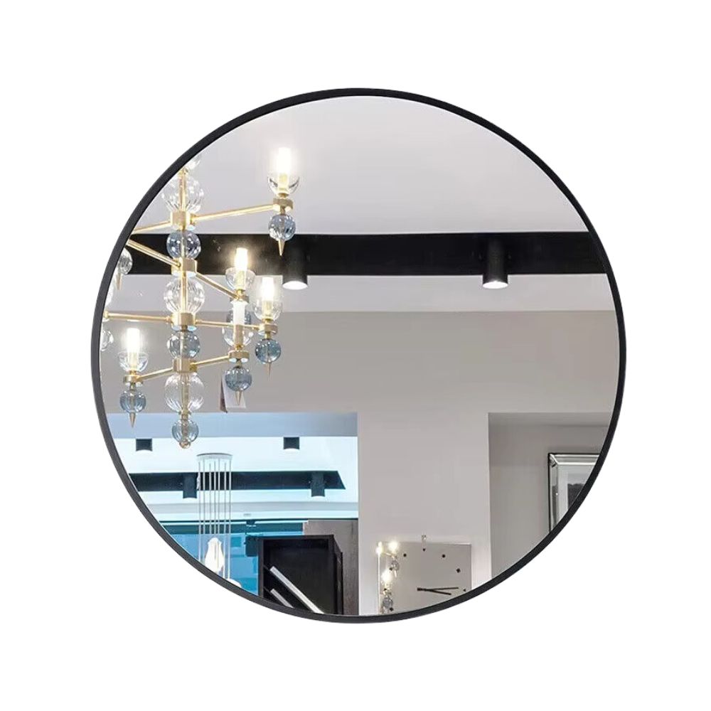 Round Metal Framed Mirror for Modern Living Room