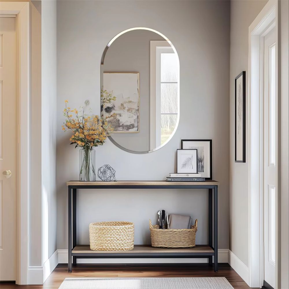 Stylish Frameless Long Oval Bathroom Vanity Mirror with Beveled Edge