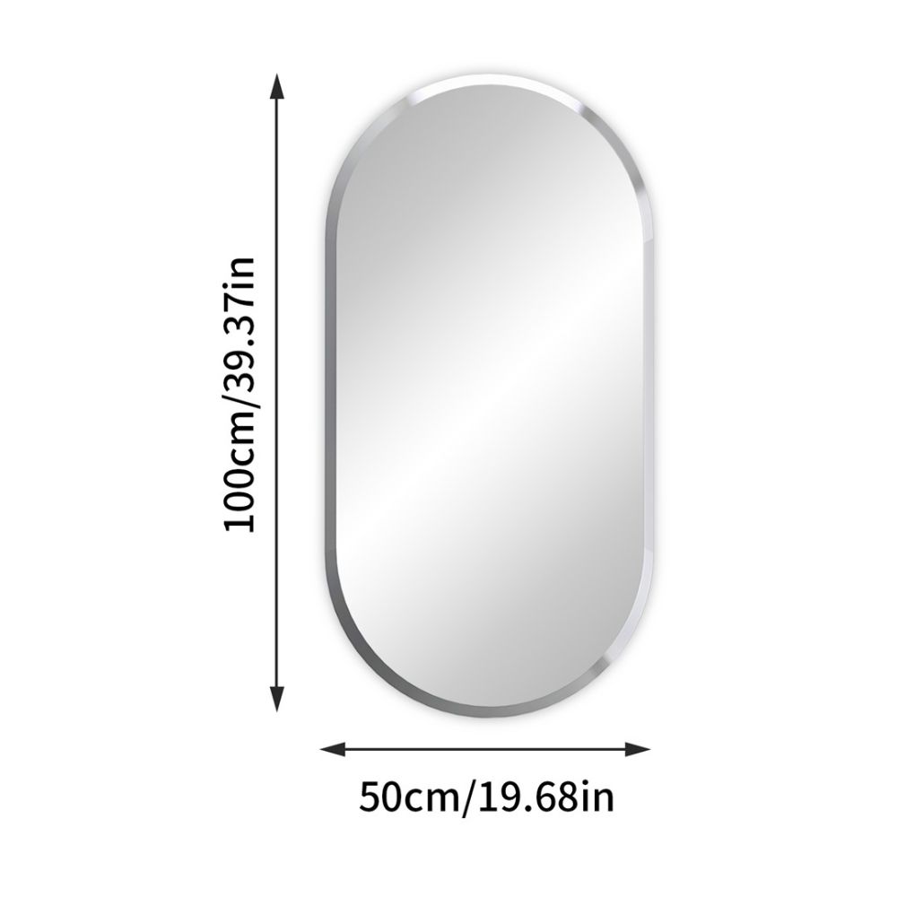 Stylish Frameless Long Oval Bathroom Vanity Mirror with Beveled Edge