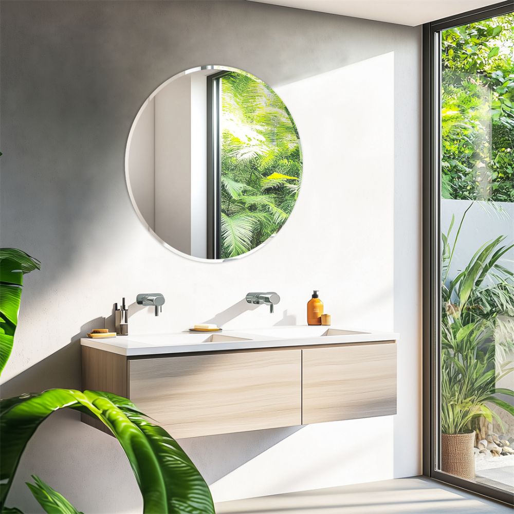 Stylish Frameless Round Bathroom Vanity Mirror for Elegant Wall Decor