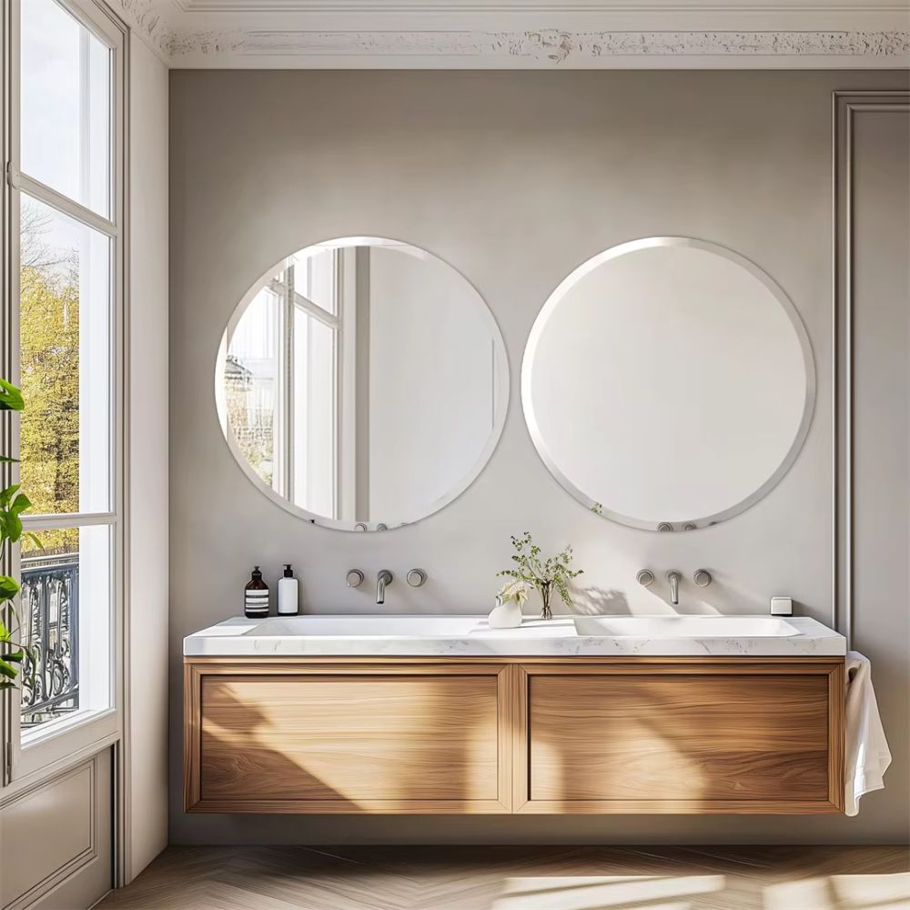 Stylish Frameless Round Bathroom Vanity Mirror for Elegant Wall Decor
