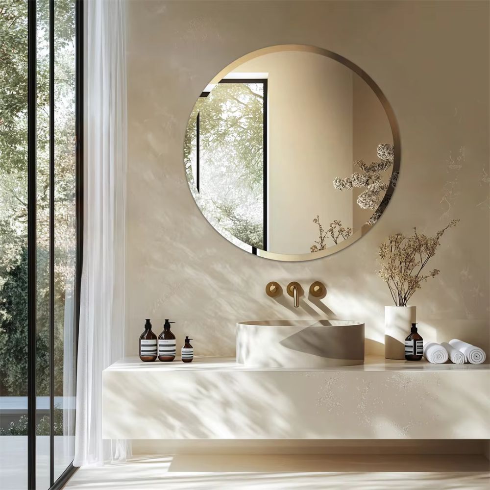 Stylish Frameless Round Bathroom Vanity Mirror for Elegant Wall Decor