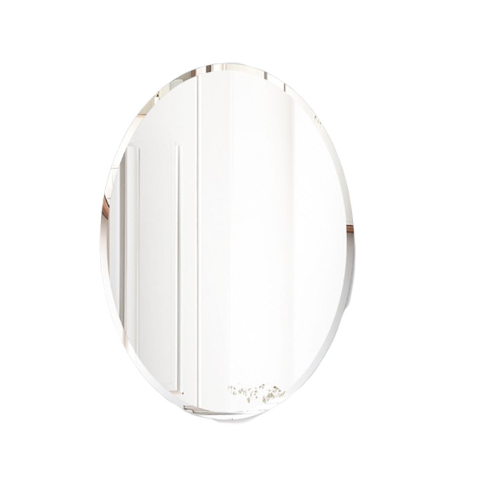 Frameless Silver Oval Vanity Mirror Beveled Edge Art Wall Decor