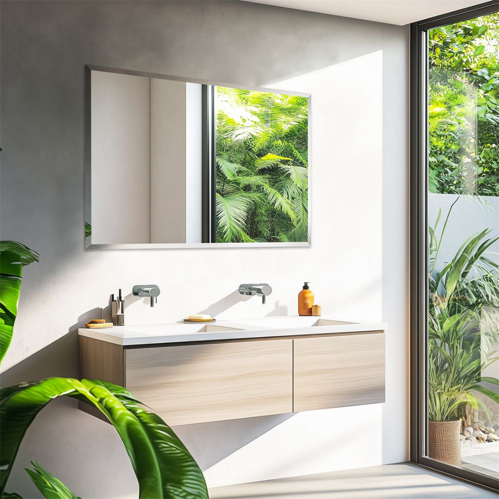 Rectangular Bathroom Mirror Shatter-proof Minimalist Design