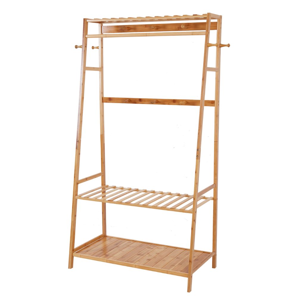 Bamboo Garment Rack for Heavy-Duty Clothing Storage
