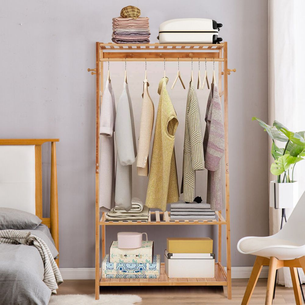 Bamboo Garment Rack for Heavy-Duty Clothing Storage