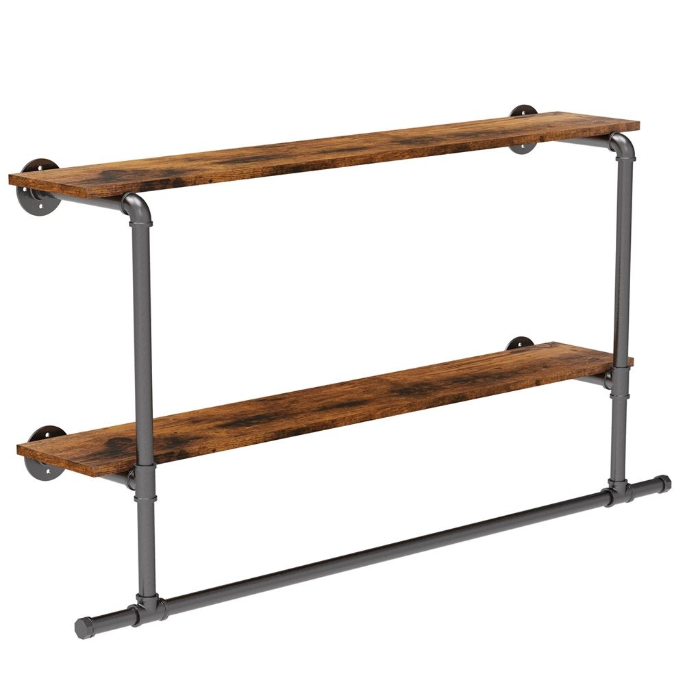 Industrial Pipe Coat Rack with 2 Shelves