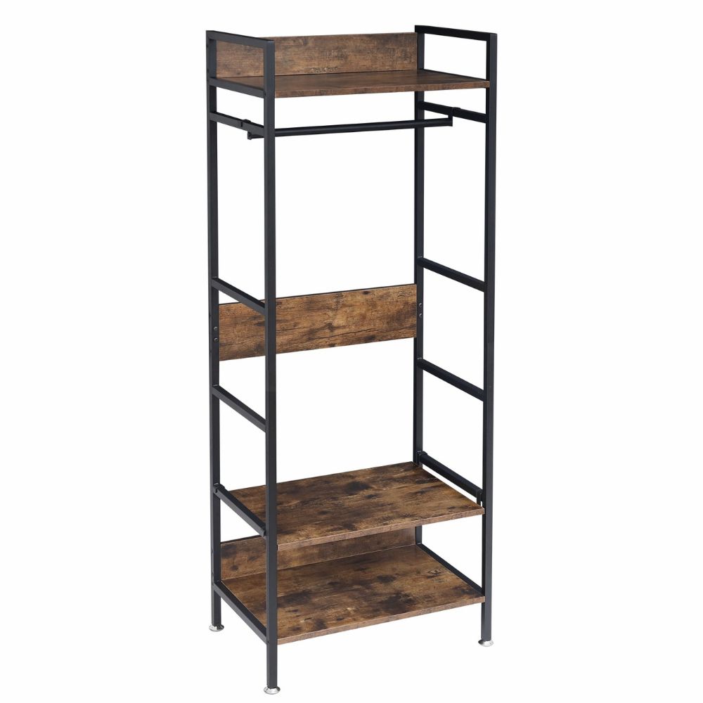 Freestanding Garment Storage Coat Rack with Shelves