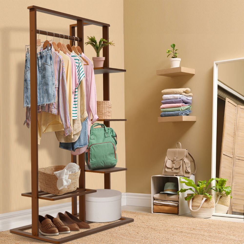 Stylish and Versatile Clothes Hanging Rack with Shoe Storage