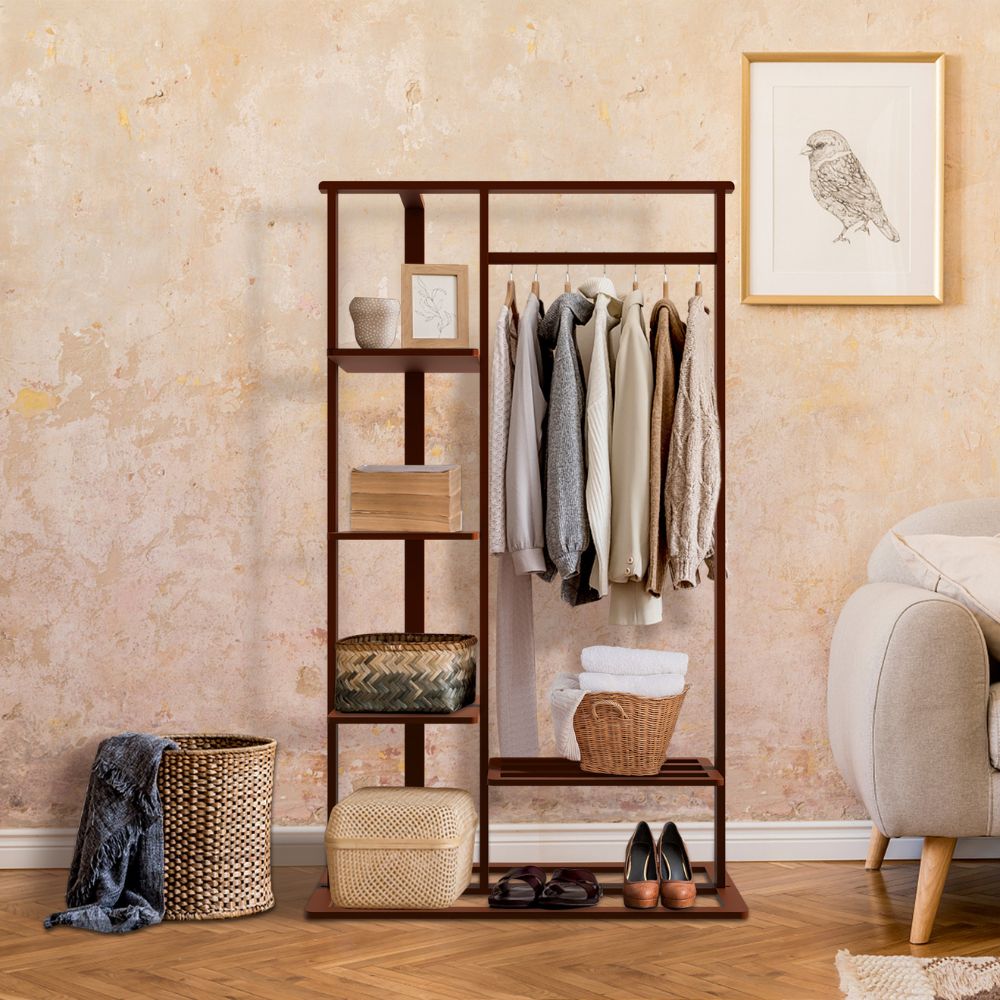 Stylish and Versatile Clothes Hanging Rack with Shoe Storage