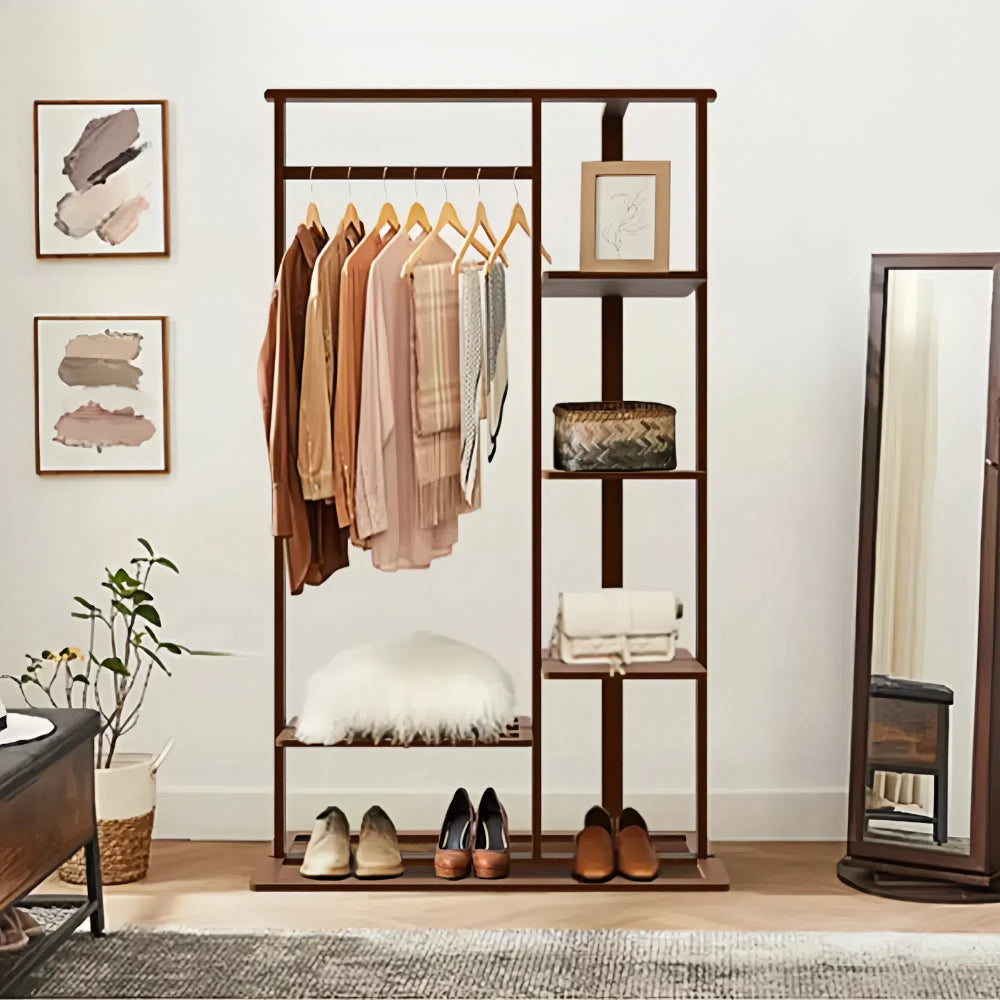 Stylish and Versatile Clothes Hanging Rack with Shoe Storage