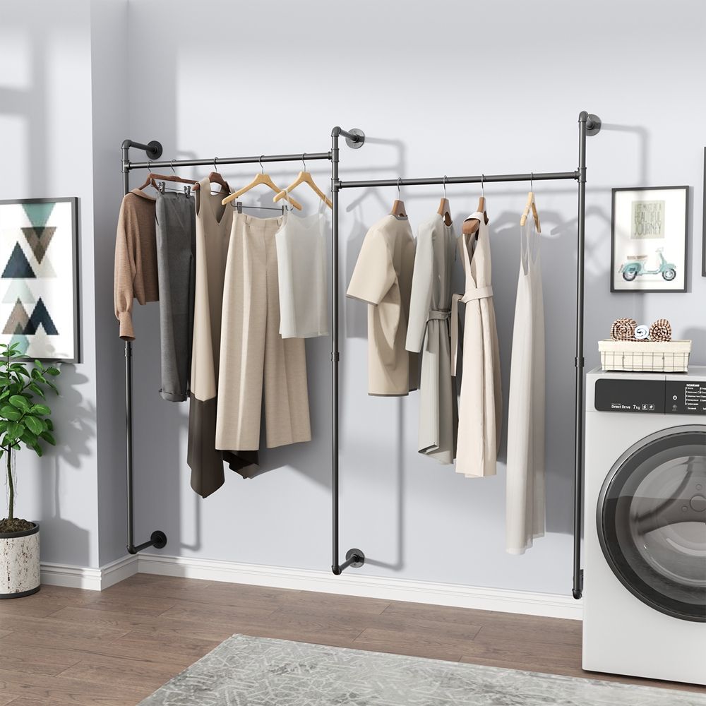 Premium Wall Mount Garment Rack for Stylish and Organized Wardrobe