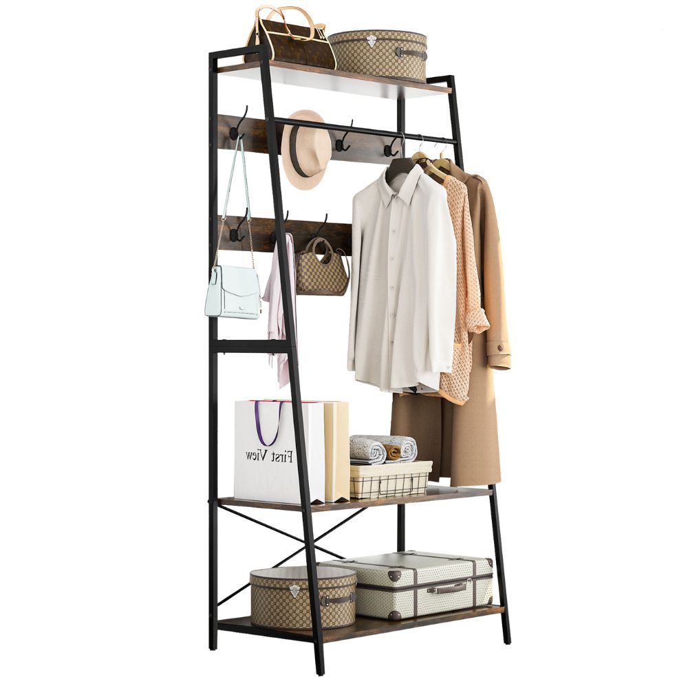3-Tier Heavy Duty Garment Rack Wardrobe with Shoe Storage Shelves