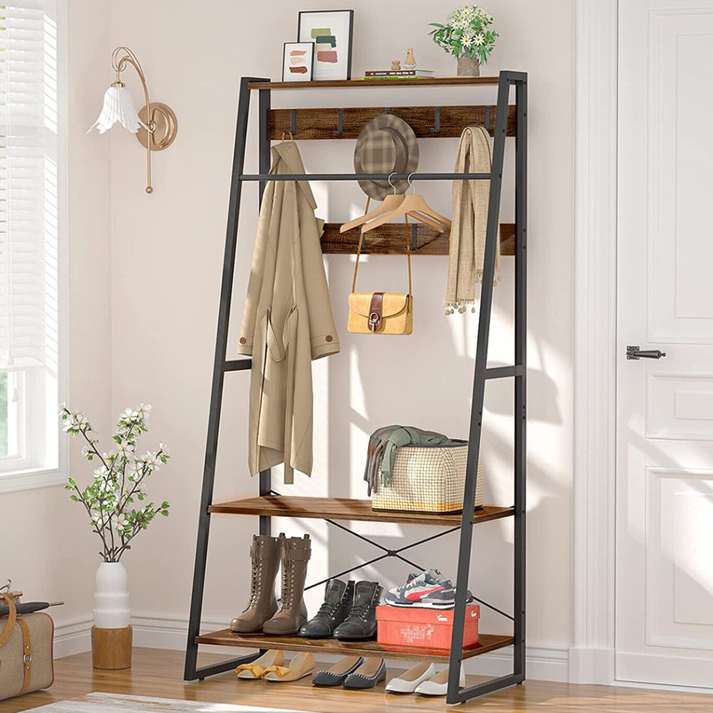 3-Tier Heavy Duty Garment Rack Wardrobe with Shoe Storage Shelves