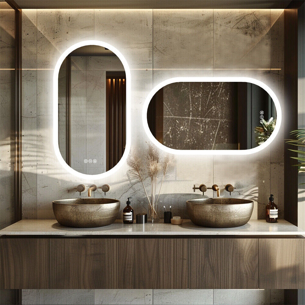 LED Backlit Bathroom Mirror - Touch Sensor, 3 Color Dimmable, Defog Function