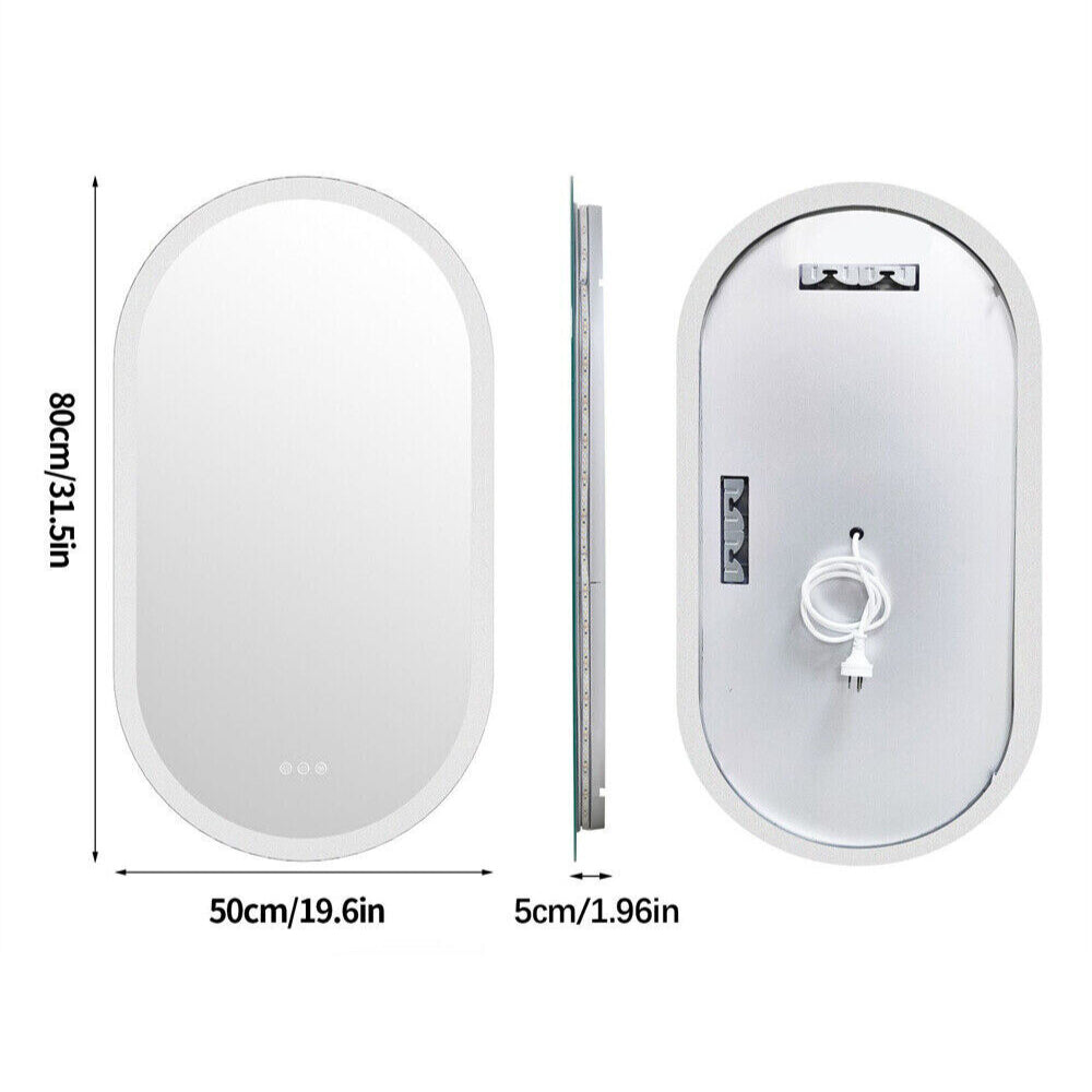 LED Backlit Bathroom Mirror - Touch Sensor, 3 Color Dimmable, Defog Function
