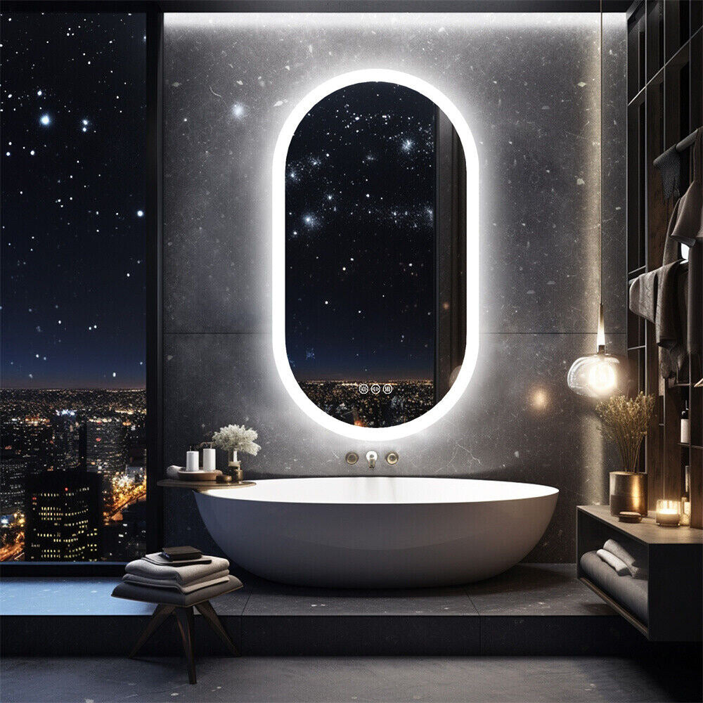 LED Backlit Bathroom Mirror - Touch Sensor, 3 Color Dimmable, Defog Function