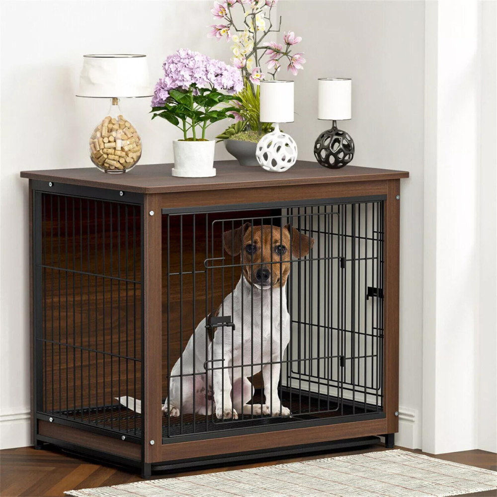 Stylish High-end Wooden Dog Crate End Table Kennel