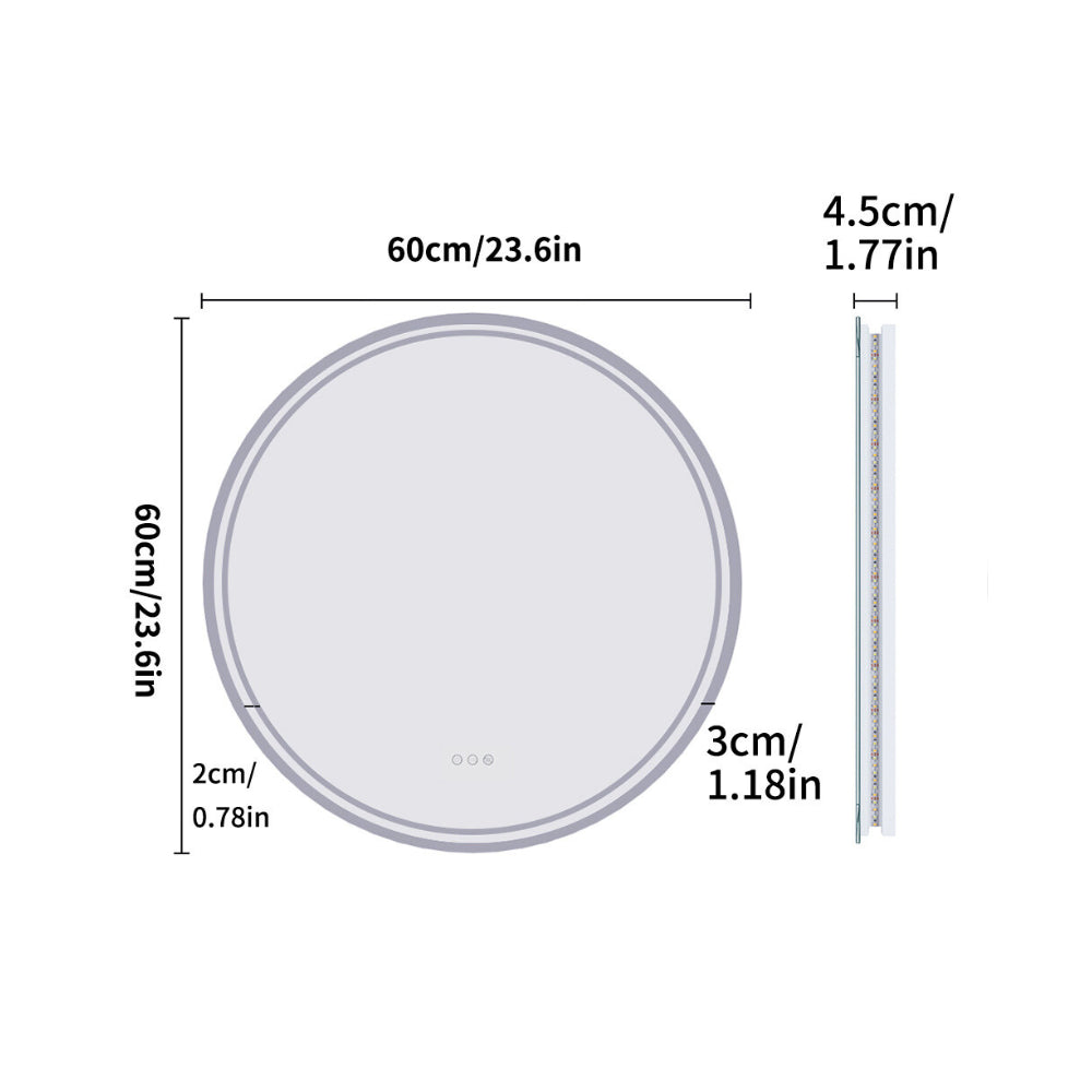 Waterproof Round Design Smart LED Bathroom Mirror