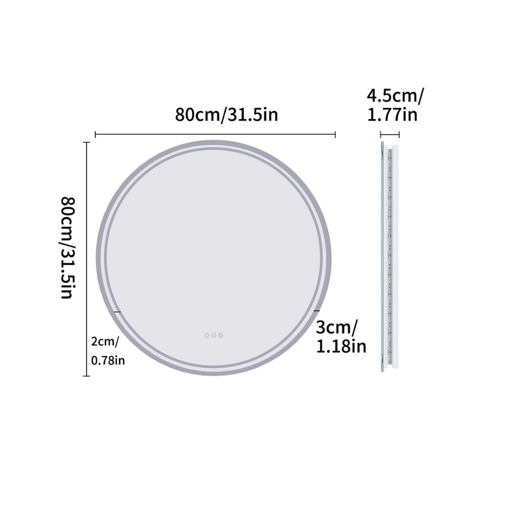 Waterproof Round Design Smart LED Bathroom Mirror