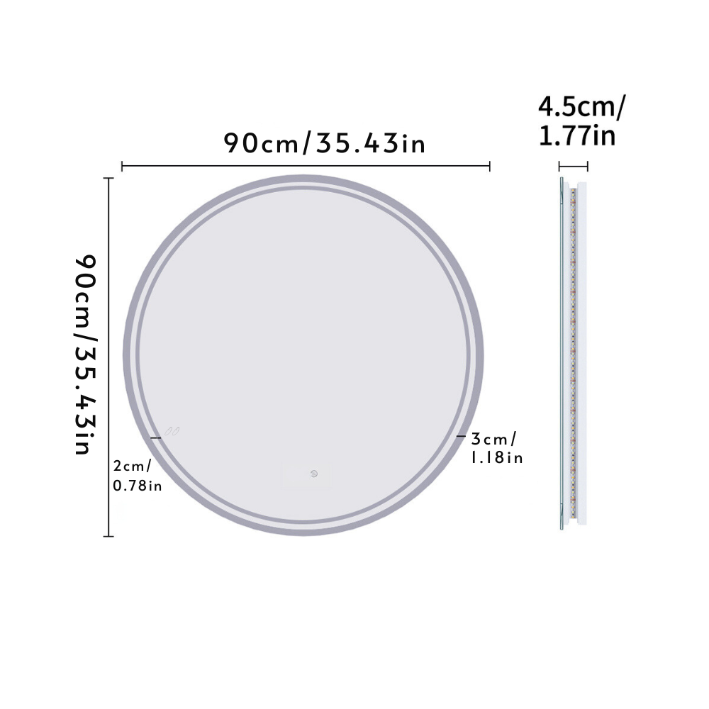 Waterproof Round Design Smart LED Bathroom Mirror