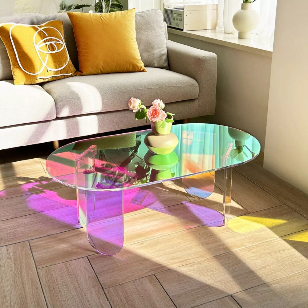 Shatterproof Iridescent Clear Acrylic Coffee Table
