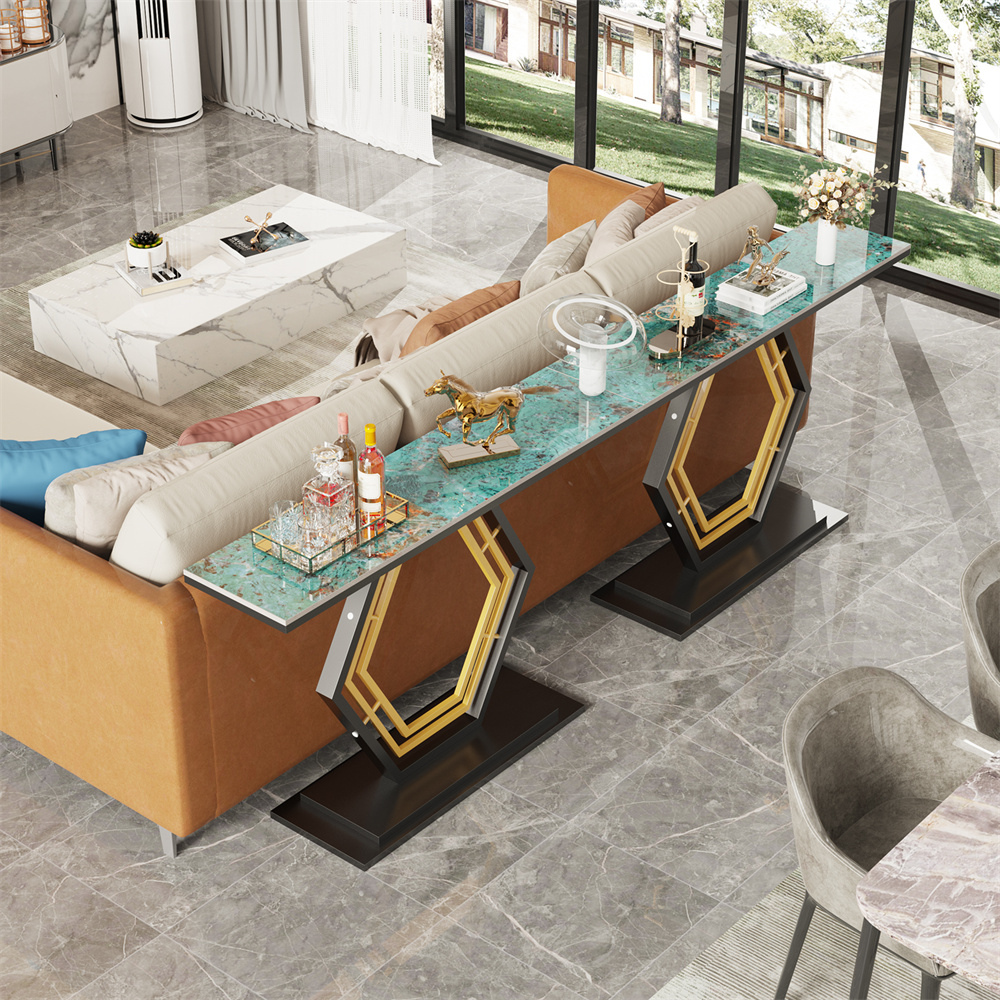 Stylish Console Table with Geometric Design and Durable Sintered Stone Top