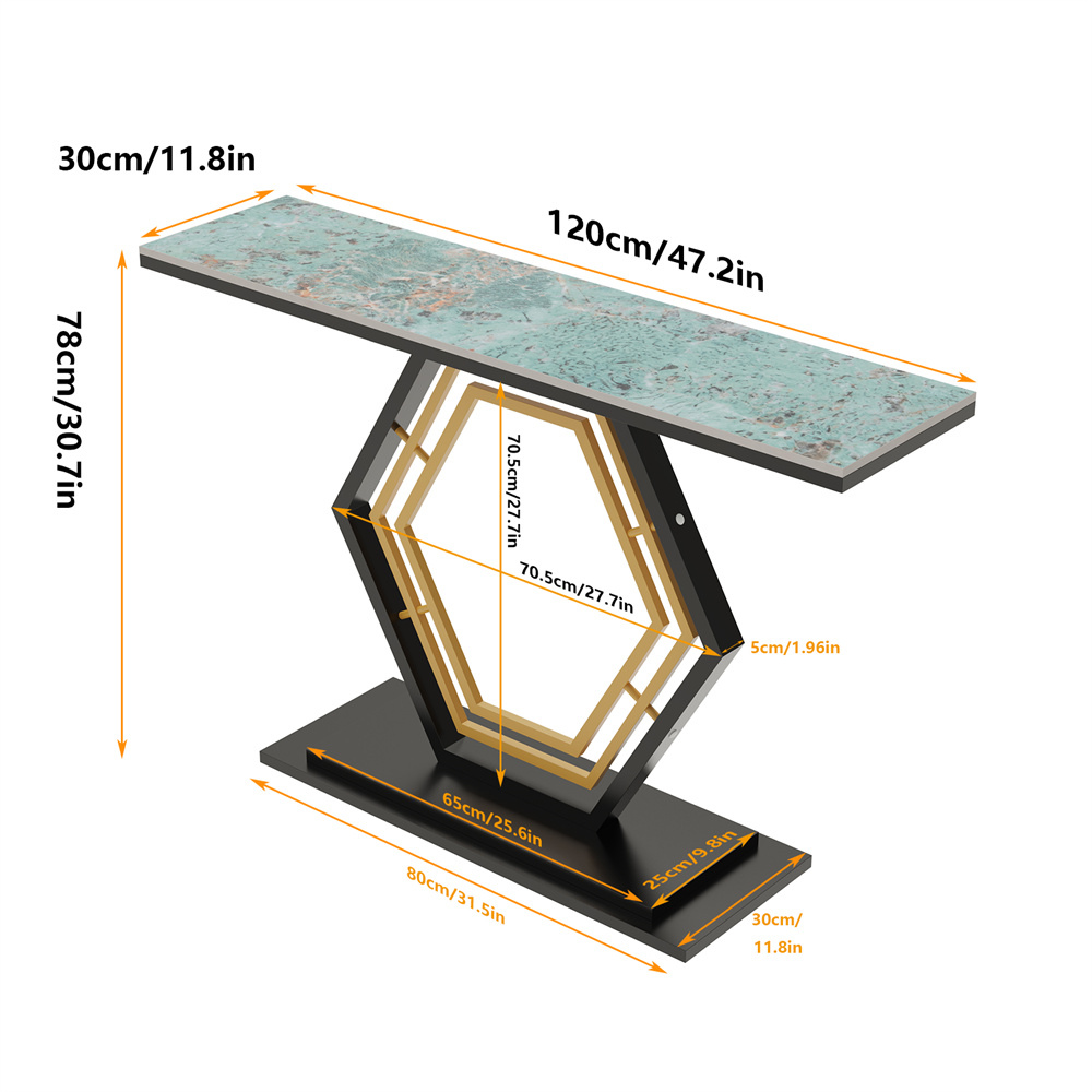 Stylish Console Table with Geometric Design and Durable Sintered Stone Top